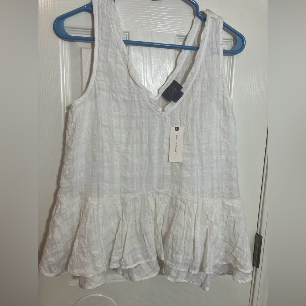 NWT Anthropologie Vanessa Virgínia Size 2 Ivory Textured V-Neck Top